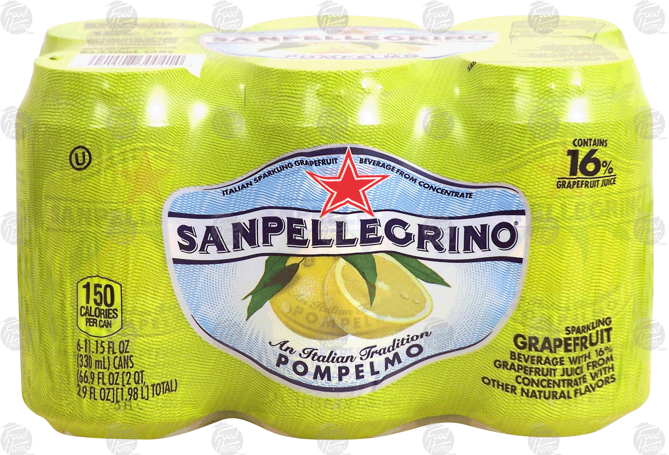 Sanpellegrino  pompelmo; sparkling grapefruit beverage with 16% juice from concentrate, 6- 11.15 fl oz cans Full-Size Picture